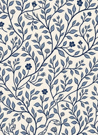Vintage Navy Floral Vines Rug
