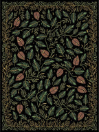 Ornate Black Botanical Leaf Collage Rug