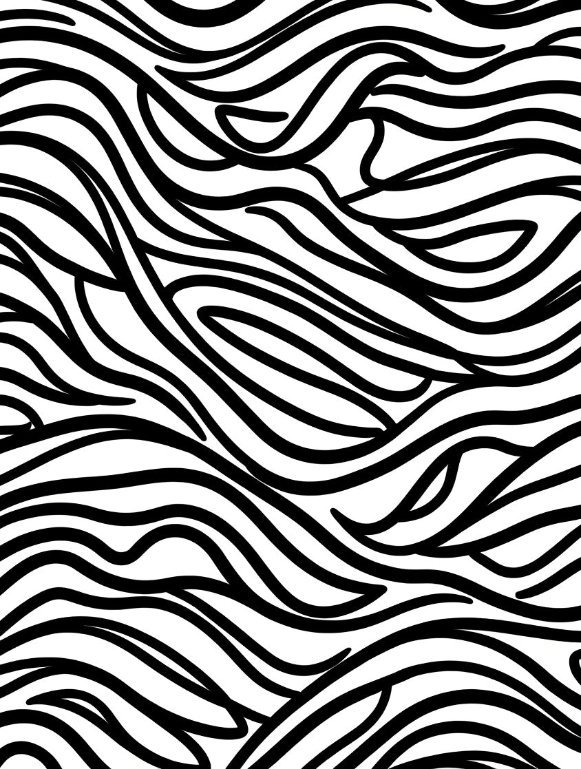 Bold Wavy Black White Pattern Rug