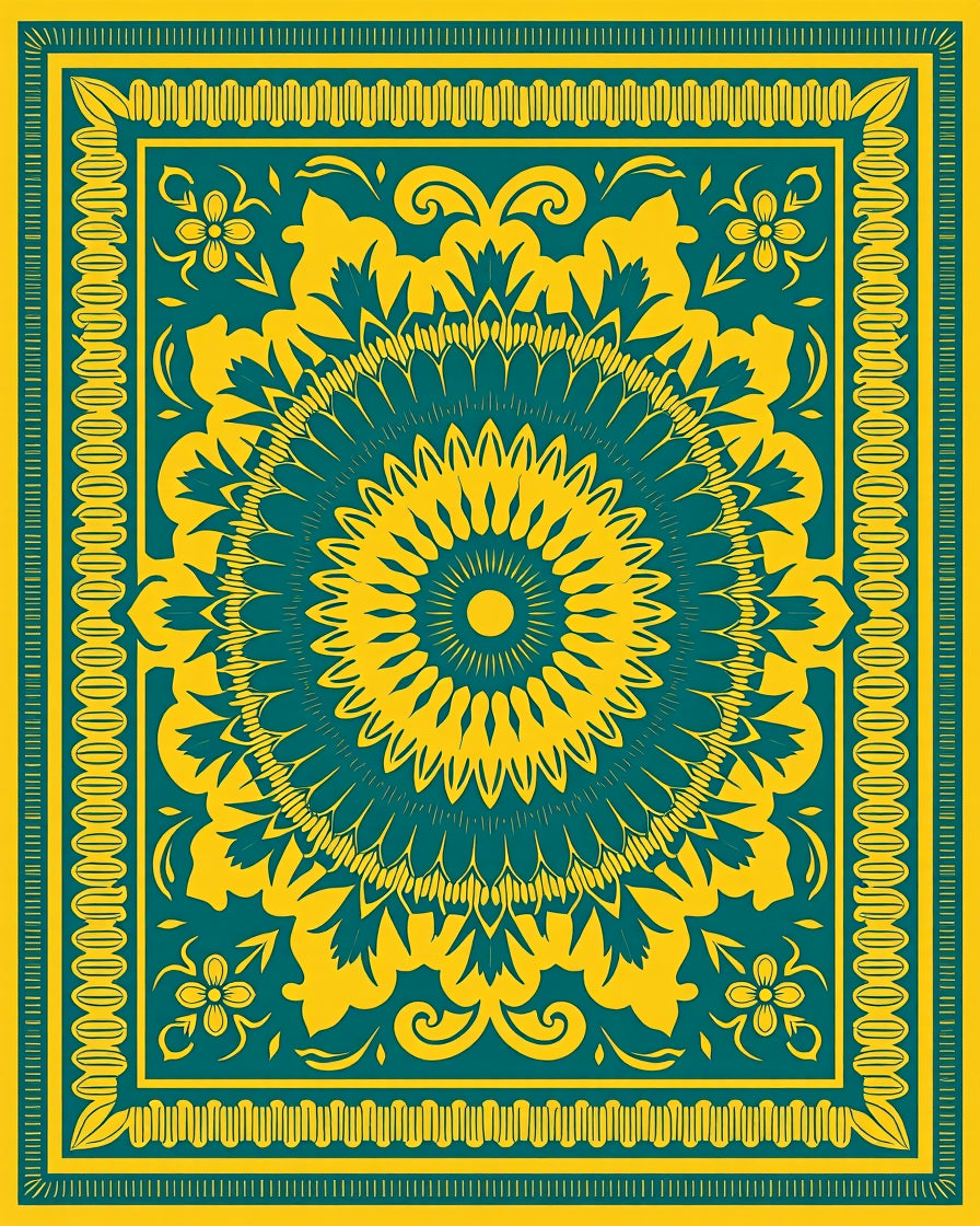 Ornate Mandala Floral Pattern Rug