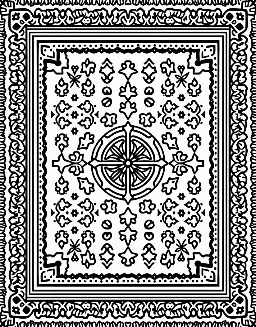 Monochromatic Intricate Floral Mandala Design Rug