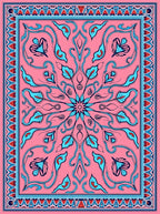 Pink Floral Swirl Design Rug