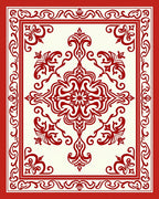 Intricate Red Floral Medallion Pattern Rug
