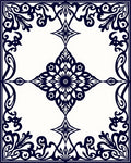 Elegant Dark Blue Floral Symmetry Rug