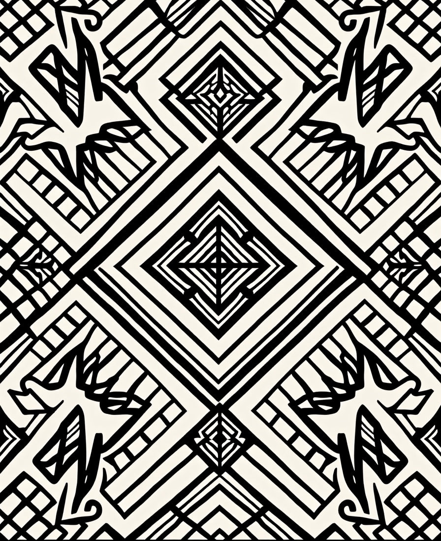 Bold Black White Geometric Pattern Rug
