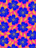 Vibrant Blue Floral Pattern Rug
