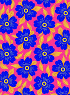 Vibrant Blue Floral Pattern Rug