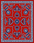 Classic Red Blue Floral medallion Pattern Rug