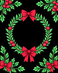 Red Green Holly Berry Wreath Bows Rug