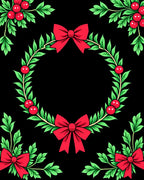 Red Green Holly Berry Wreath Bows Rug
