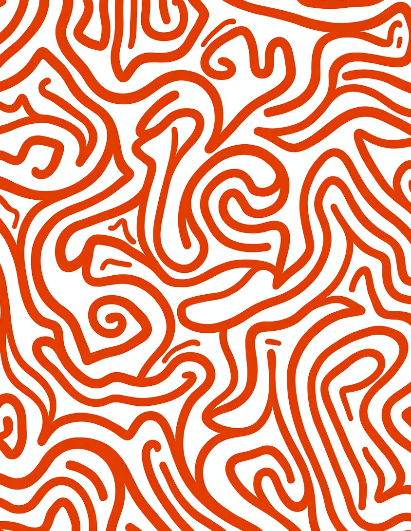 Orange Abstract Swirl Pattern Rug