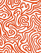 Orange Abstract Swirl Pattern Rug