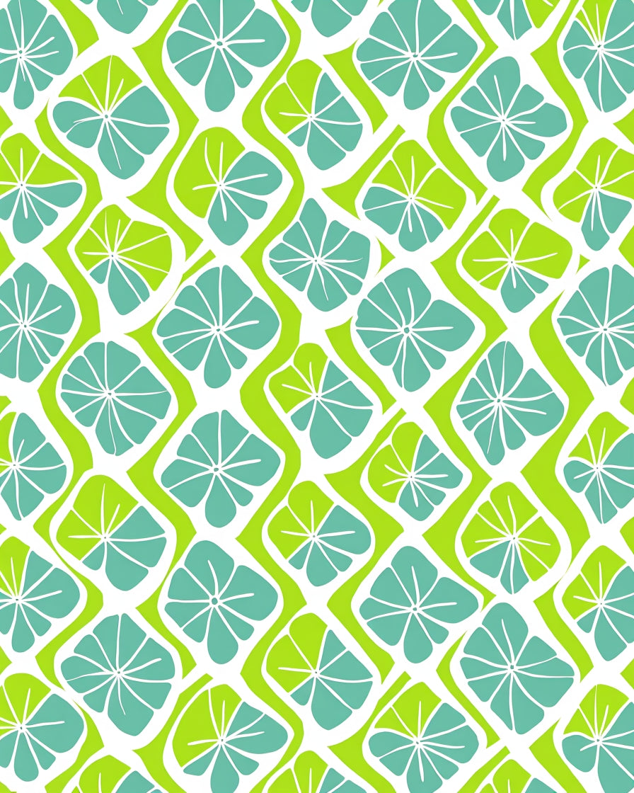Retro Floral Pattern Lime Green Rug
