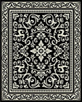 Black Cream Damask Ornamental Rug