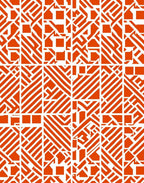 Bold Orange Abstract Geometric Rug