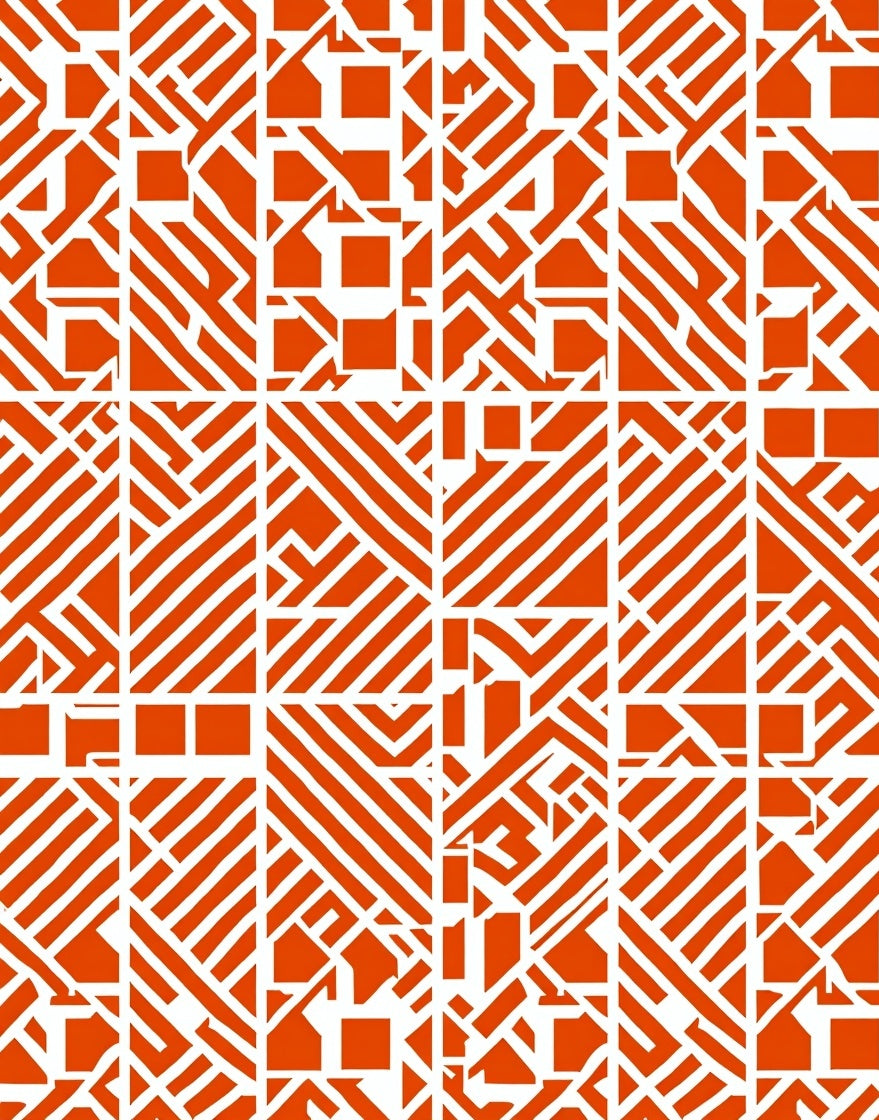 Bold Orange Abstract Geometric Rug
