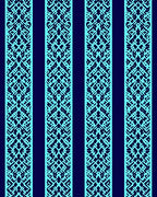 Blue Geometric Striped Pattern Rug
