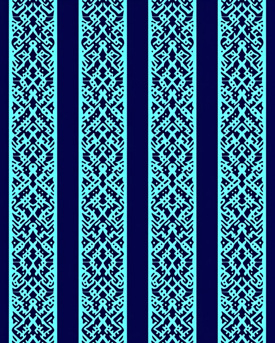 Blue Geometric Striped Pattern Rug