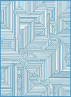 Abstract Geometric Lines Indigo Design Rug