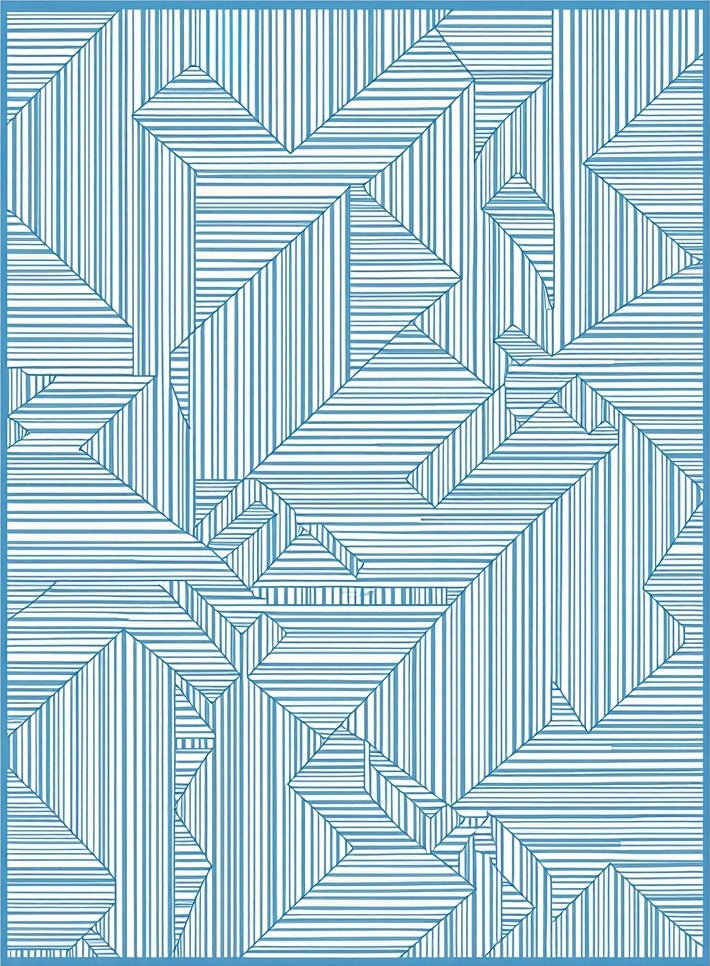 Abstract Geometric Lines Indigo Design Rug