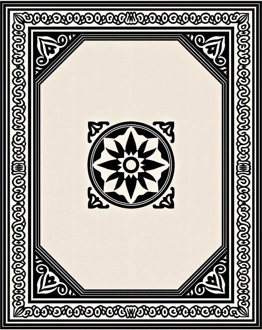 Classic Black Geometric Mandala Rug