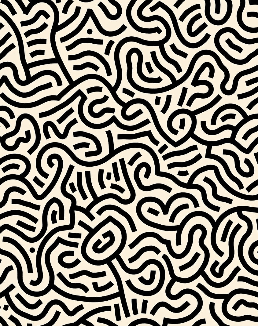 Bold Abstract Labyrinth Line Pattern Rug