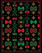 Holiday Bows and Snowflakes Red Green Rug