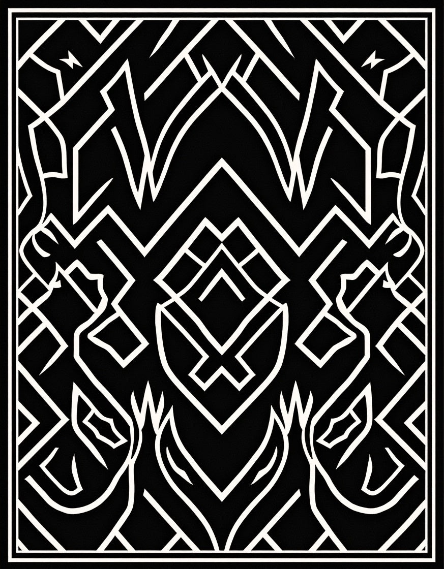 Bold Abstract Geometric Wildlife Pattern Rug