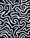Cream Swirl on Navy Abstract Rug