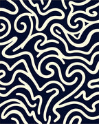 Cream Swirl on Navy Abstract Rug