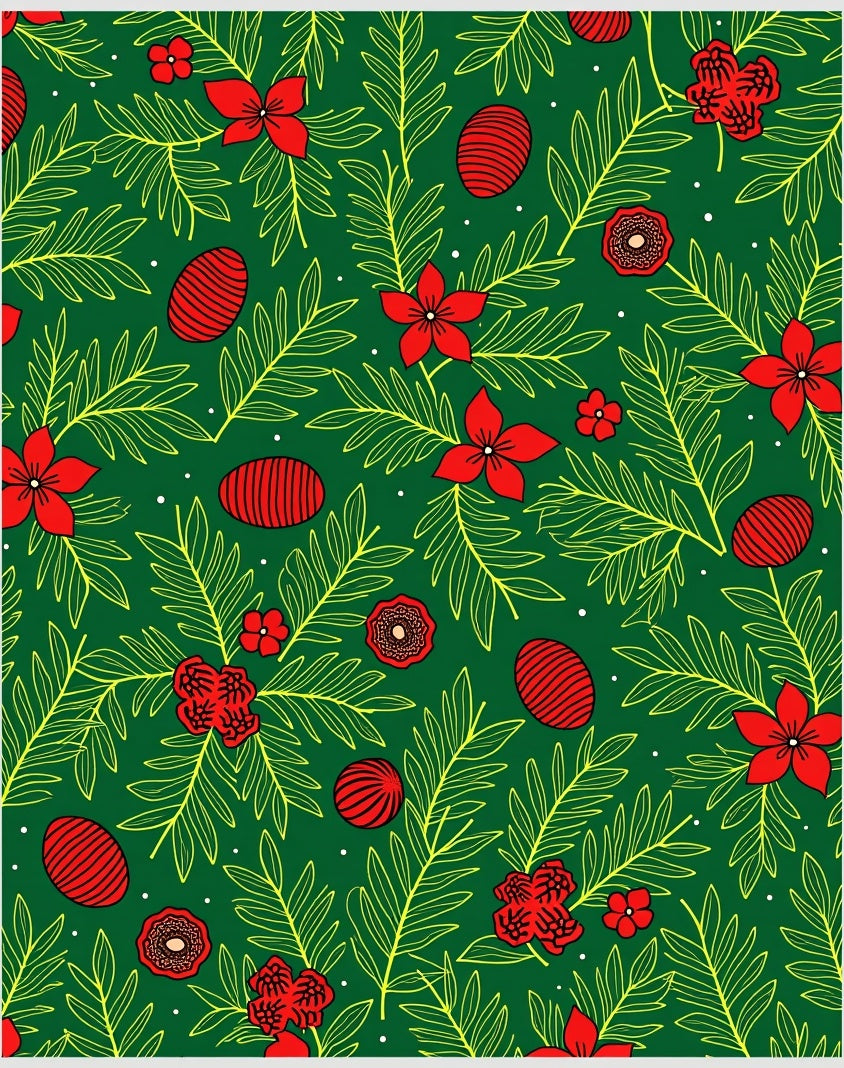 Crimson Floral Fern Egg Medley Rug