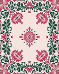 Ornate Floral Leaf Pattern Rug