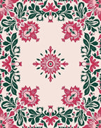 Ornate Floral Leaf Pattern Rug