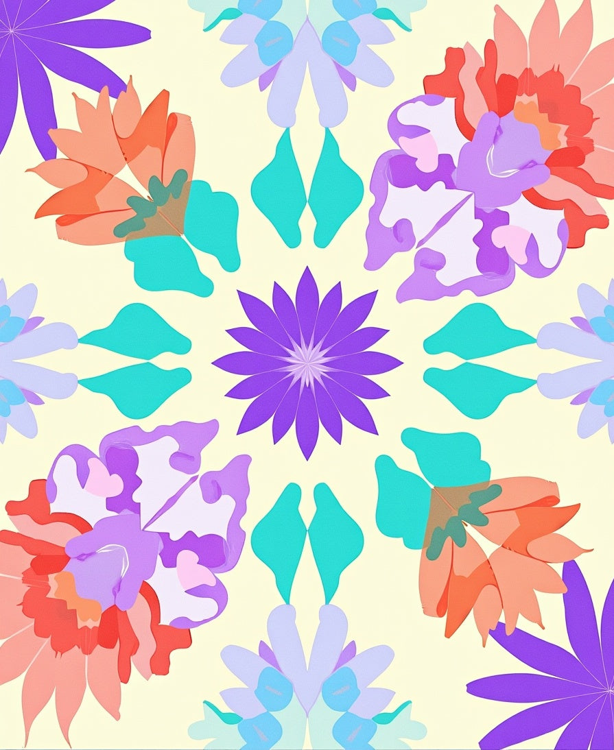 Abstract Floral Mandala Design Rug
