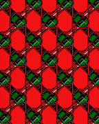 Bold Red Green Geometric Pattern Rug