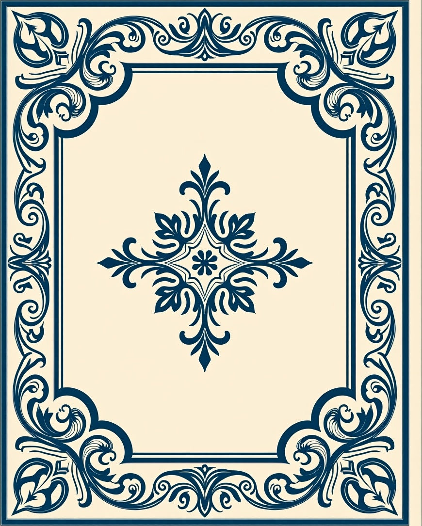 Ornate Floral Border Design Rug