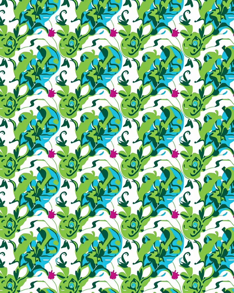 Green Blue Floral Abstract Design Rug