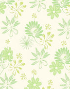 Light Green Floral Sketch Pattern Rug