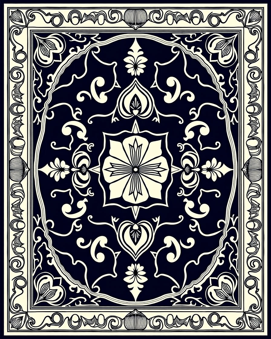 Damask Floral Classic Style Rug