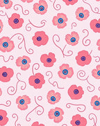 Pink Floral Swirl Pattern Art Rug