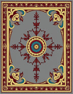 Elaborate Floral Medallion Golden Design Rug