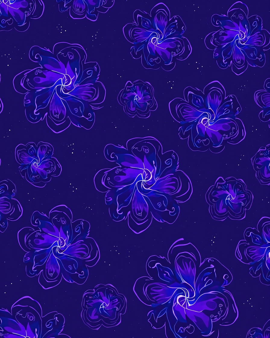 Purple Abstract Floral Print Rug