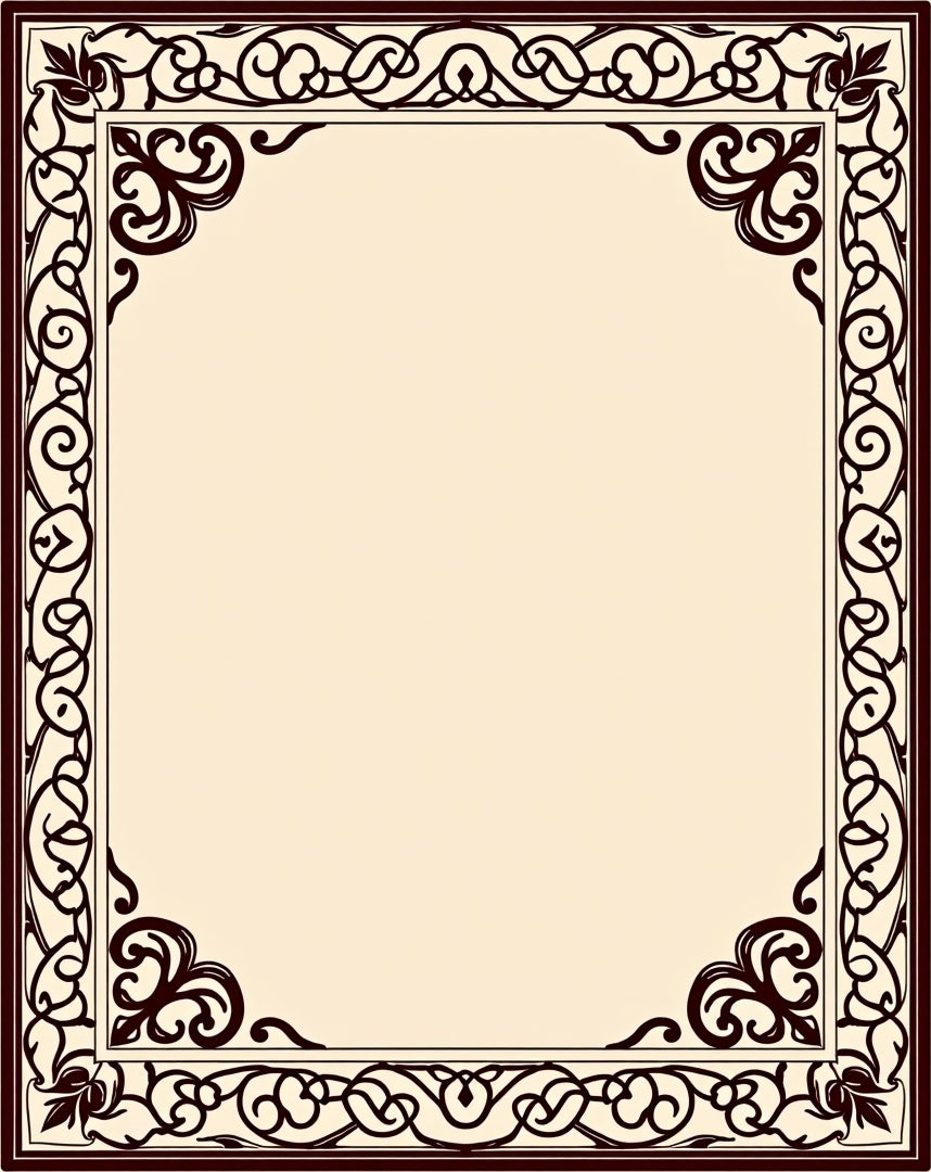 Elegant Black Scrollwork Decorative Frame Rug
