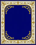 Gold Floral Scrollwork Blue Center Rug