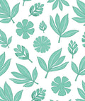 Mint Green Floral Leaf Pattern Rug