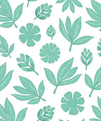 Mint Green Floral Leaf Pattern Rug