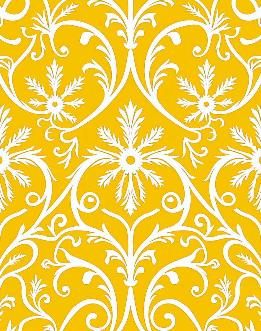 Classic White Floral Scrollwork Rug