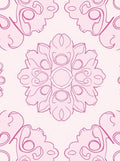 Pink Floral Outline Mandala Design Rug