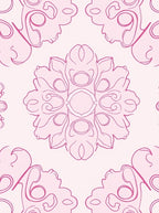 Pink Floral Outline Mandala Design Rug