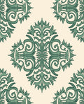 Classic Green Scrollwork Medallion Pattern Rug